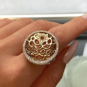 Luca Carati Diamond Cocktail Ring 18K White & Rose Gold 1.33Cttw Size 6.5